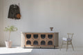 Sideboard „Lunara“ – Aus Eichenholz, Birke, Stahl und Glas
