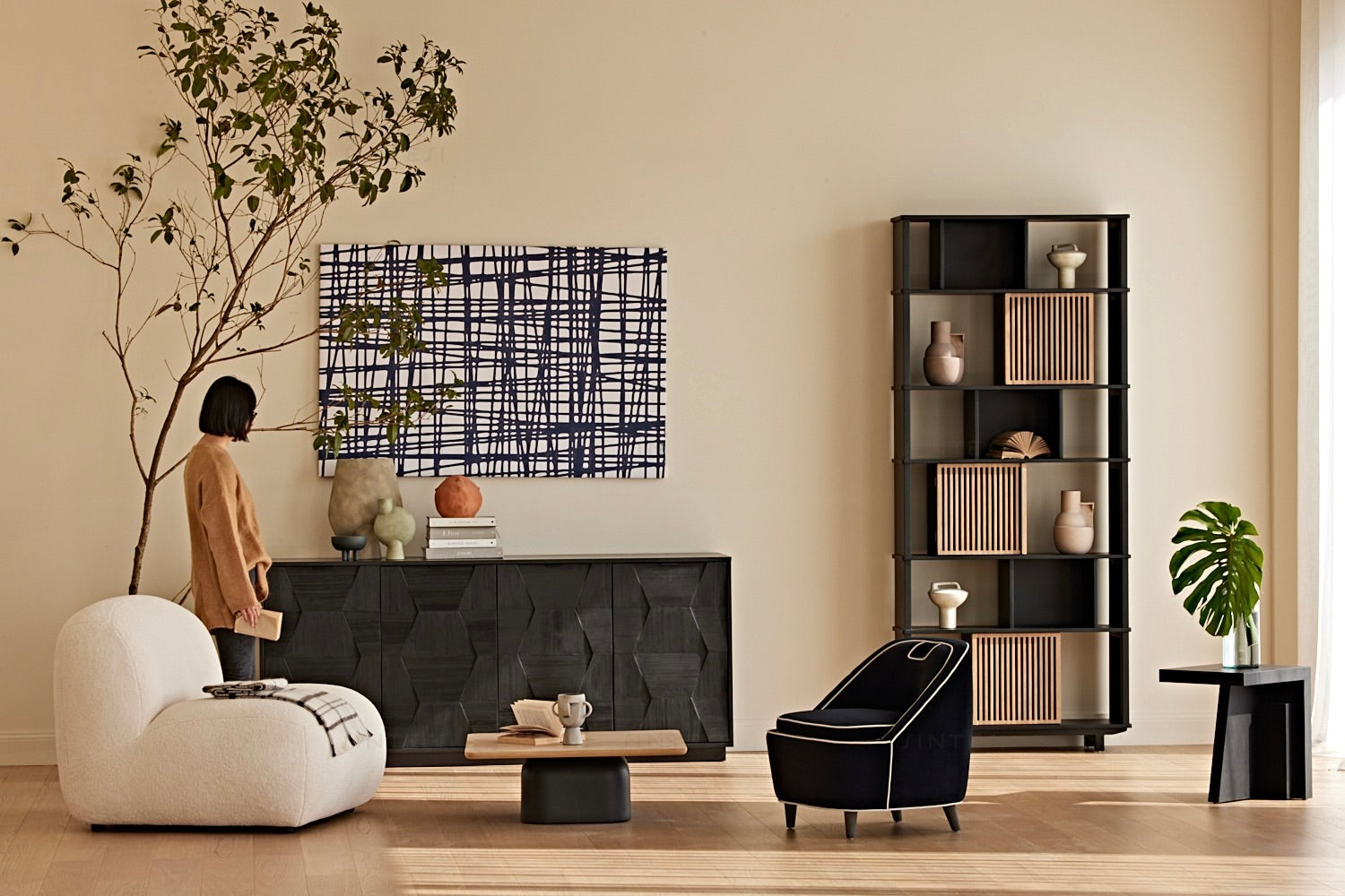 Sideboard „Natura“ – Aus Kiefernholz, Birch und Stahl