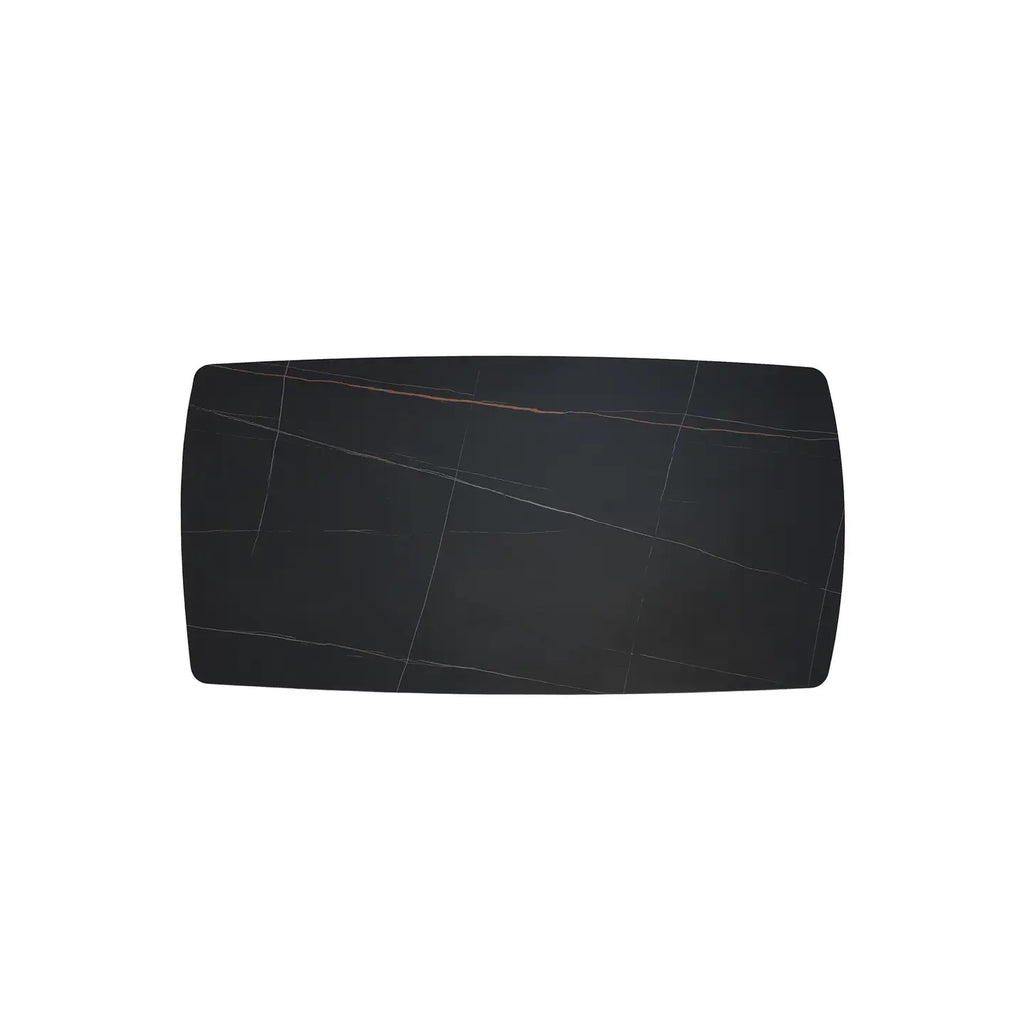 Esstisch „Dinsac“ – Schwarze Keramik & Holz