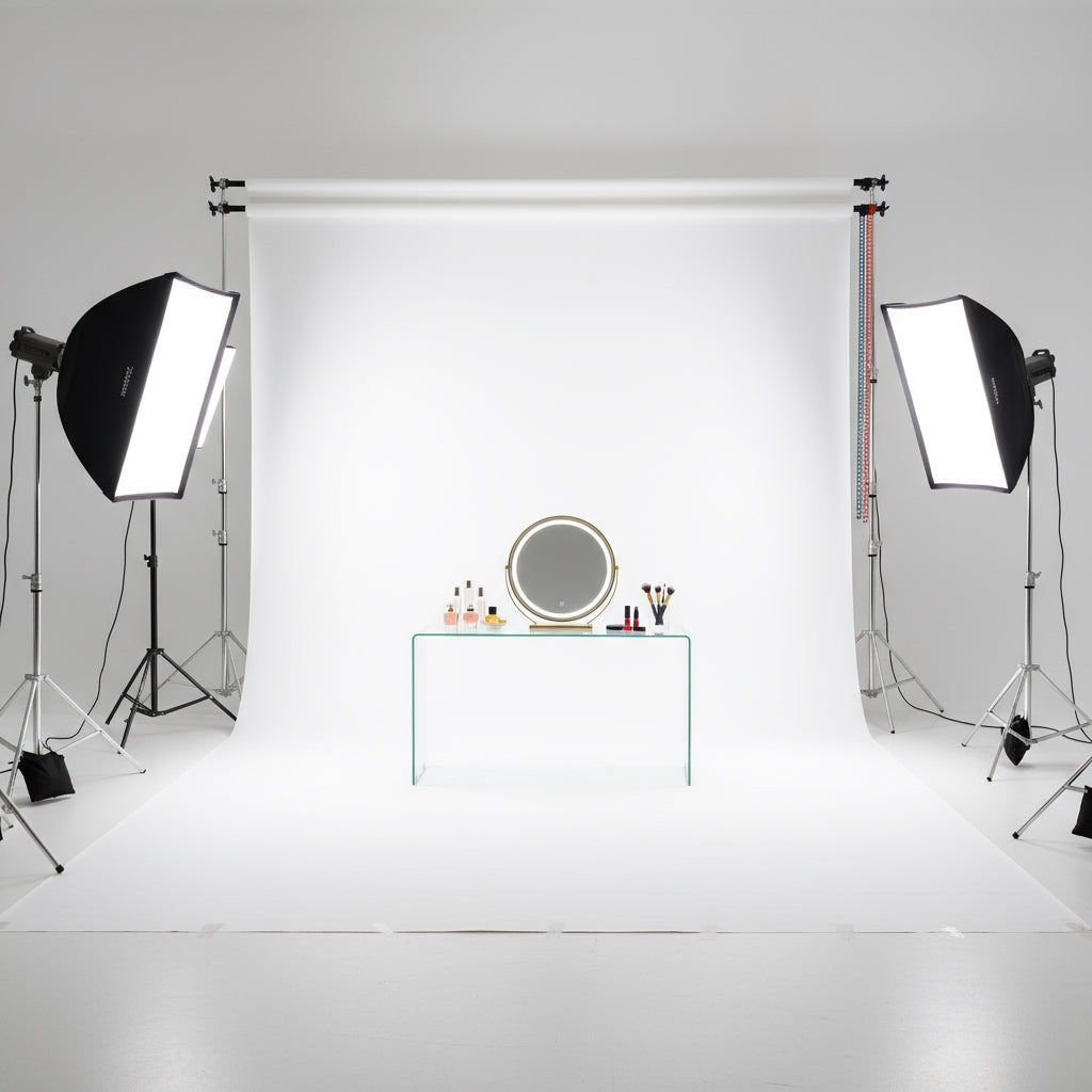 Schminktisch „MEDIANA“ – Aus gebogenem Glas